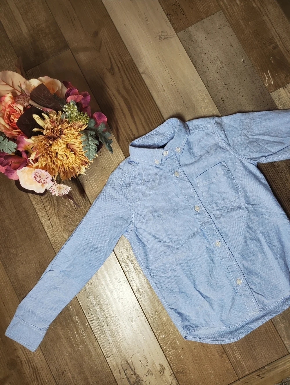PLACE Blue Boys 100% Cotton Buttondown Dress Shirt Size 5/6 NWOT